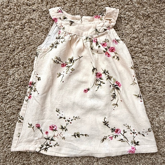 Other - Toddler Floral Dress | Peach/Pink with Pink Roses | Linen Blend | Size 3Y
